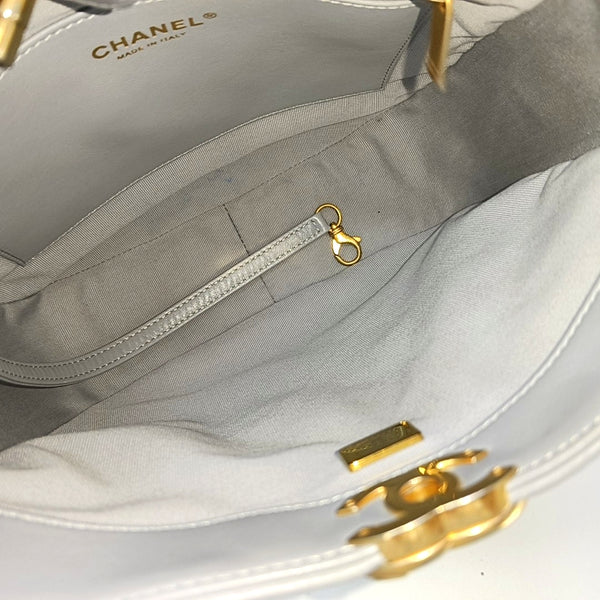 Quilted Lambskin Top Handle Bag Gray