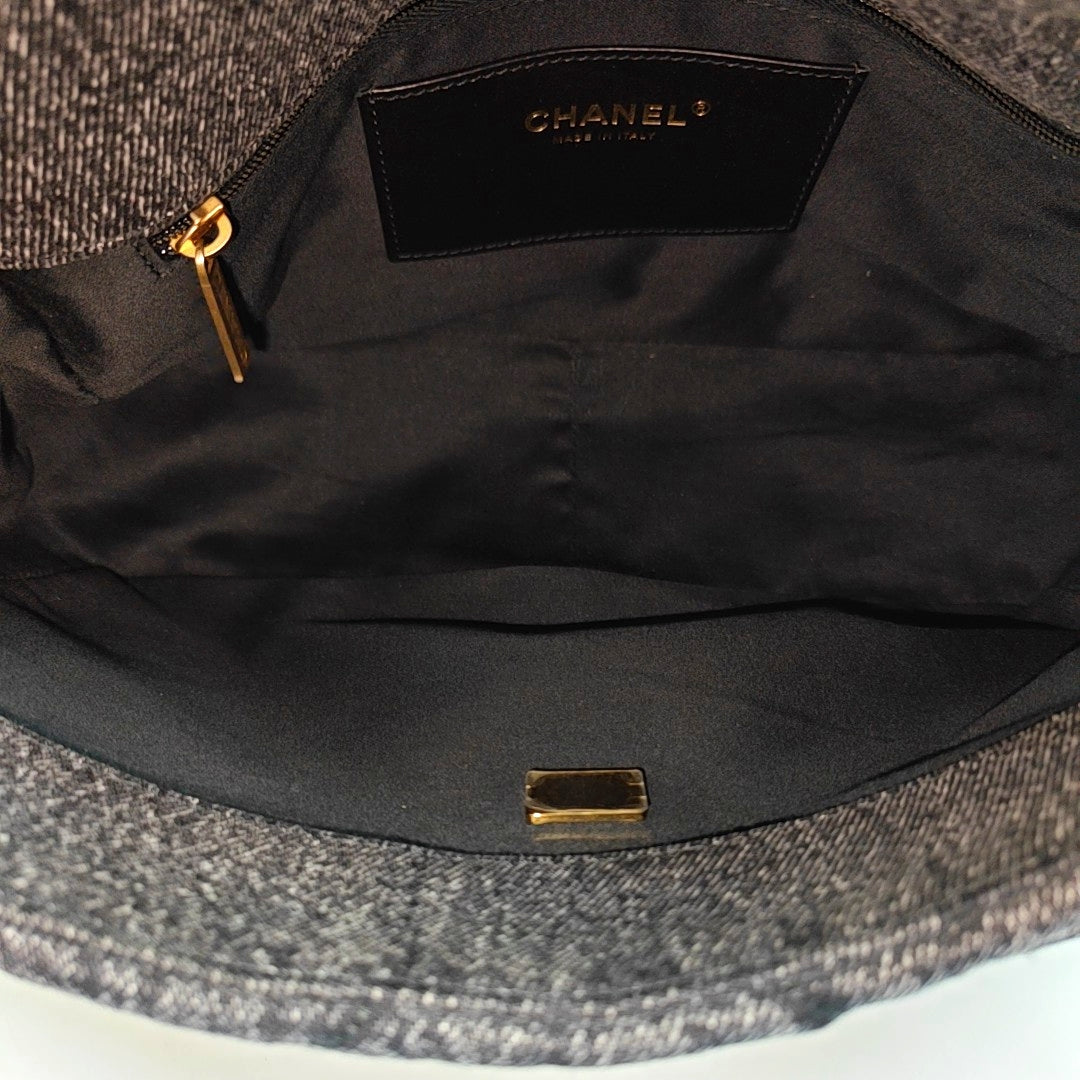 Quilted Denim Shoulder Bag Black