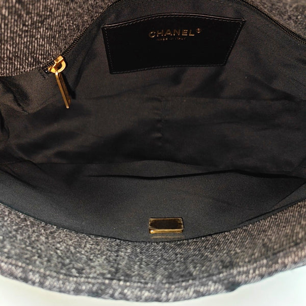 Quilted Denim Shoulder Bag Black