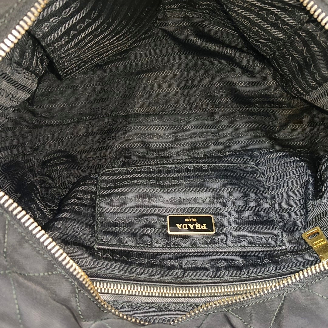 Chain Tote Quilted Nylon Black