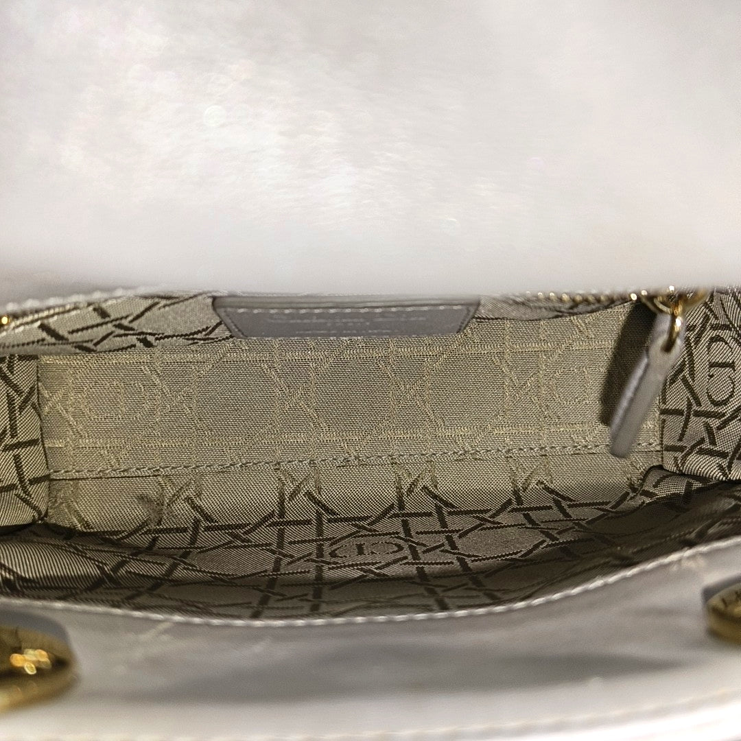Authenticated pre-owned  Lady Dior Mini Cannage Lambskin Gray - Tote Bag at Looply