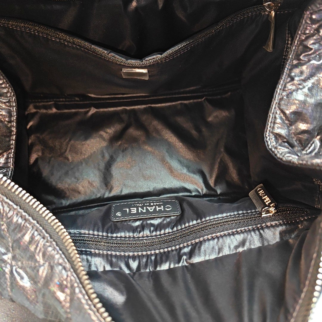 Quilted Nylon Shoulder Bag Gray