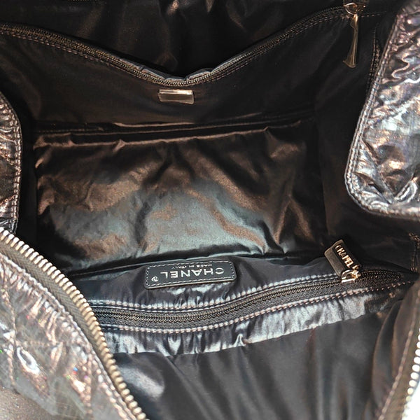 Quilted Nylon Shoulder Bag Gray