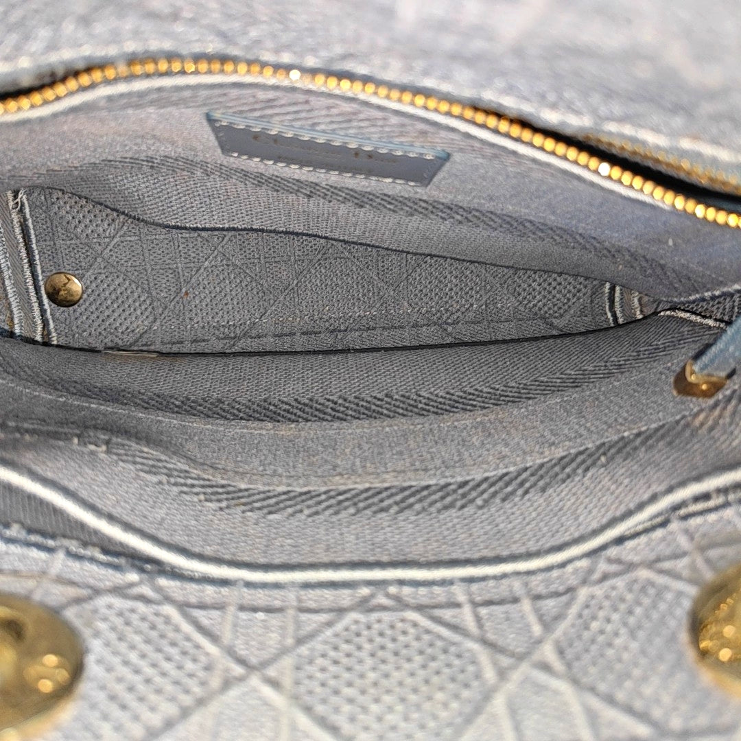 Authenticated pre-owned  Lady D-Lite Medium Denim Blue - Tote Bag at Looply