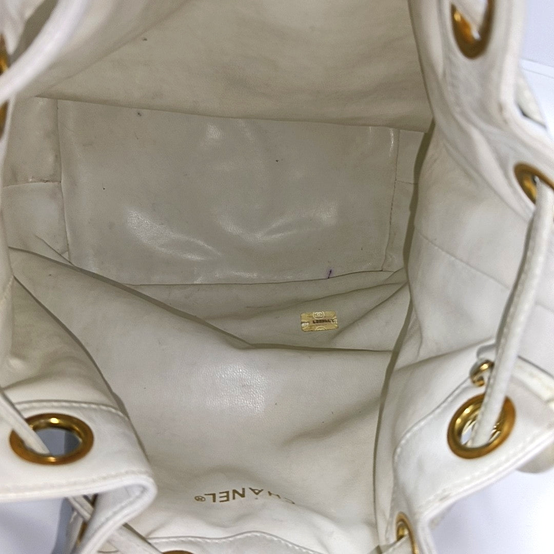 DRAWSTRING Quilted Calfskin White