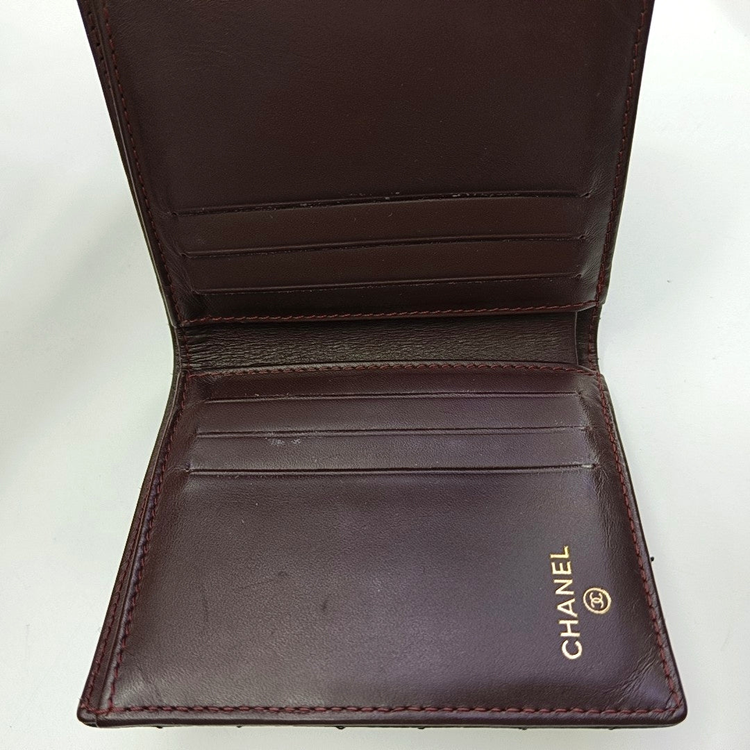 Quilted Grained Calfskin Wallet Black
