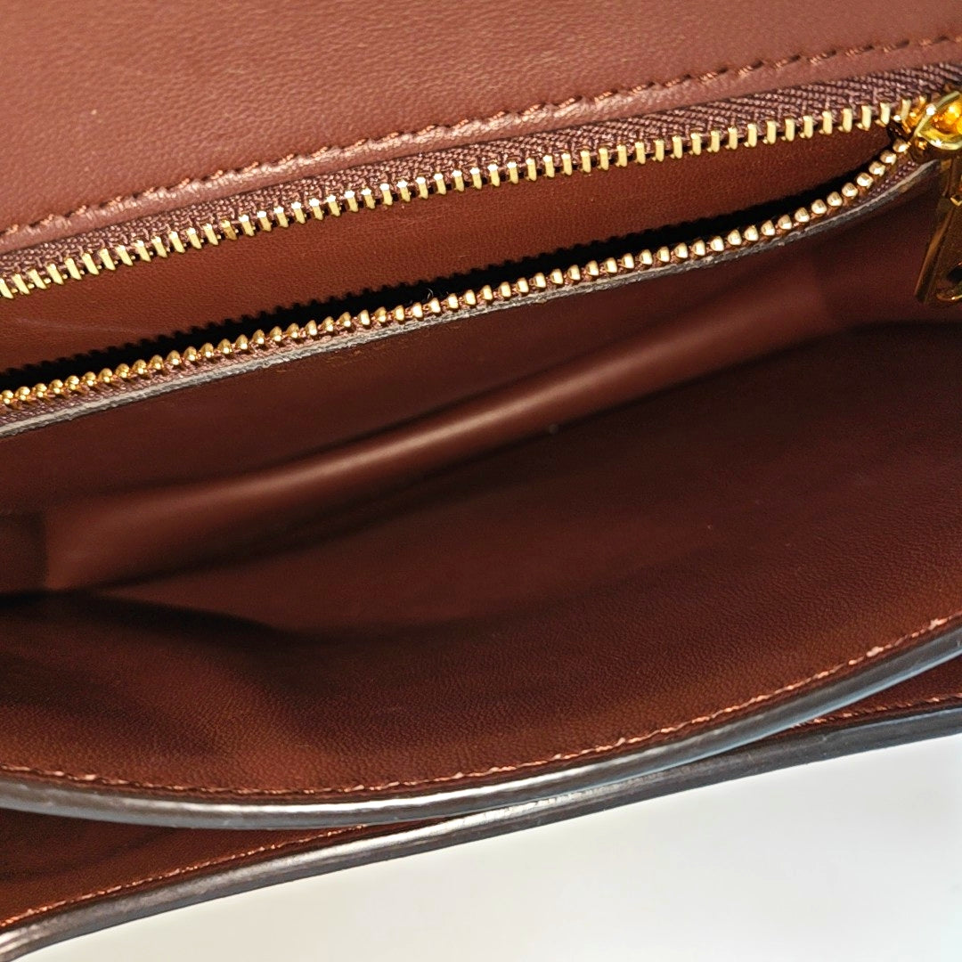 TB Small Quilted Calfskin Brown