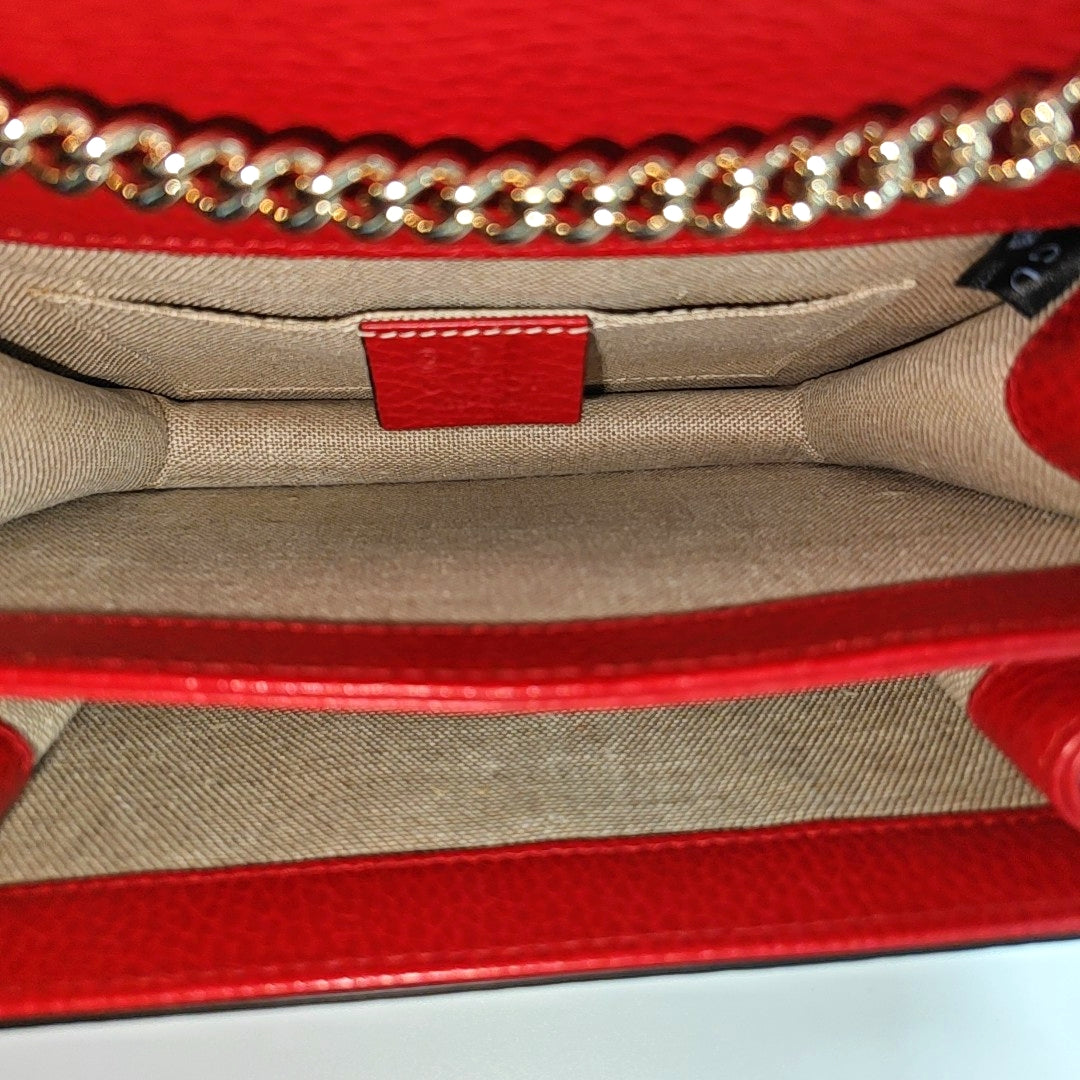 Interlocking G Small Calfskin Red