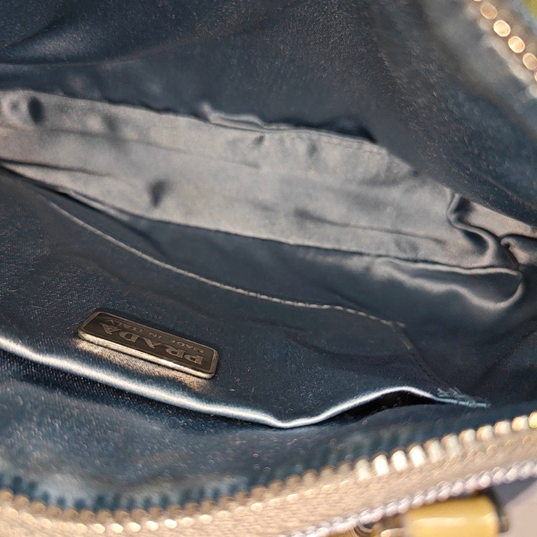 Fabric Top Handle Bag Blue