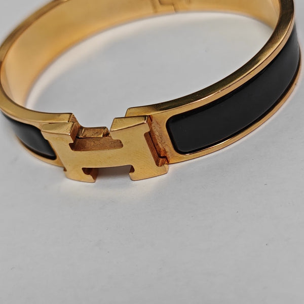 Clic H Metal Black Bangle