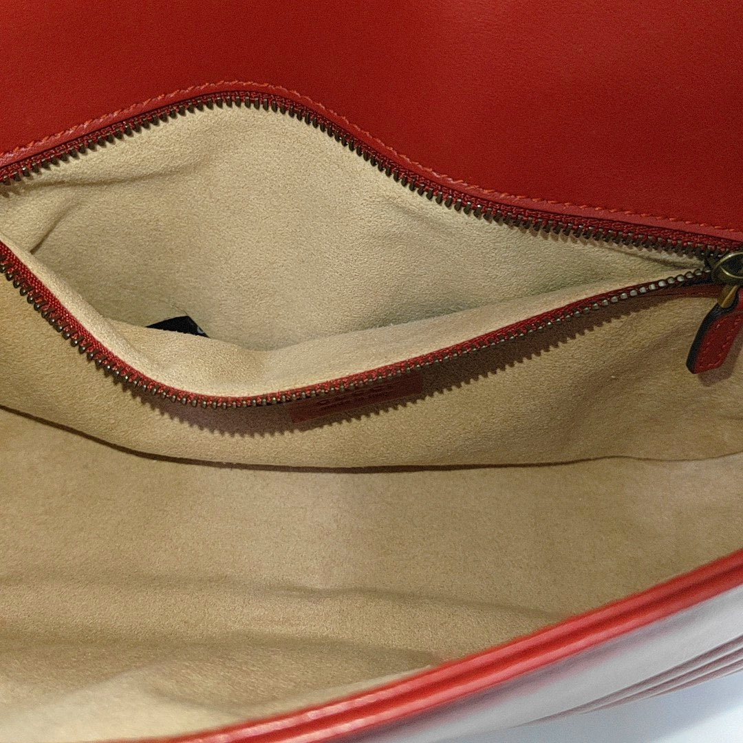 GG Marmont Medium Quilted Calfskin Red
