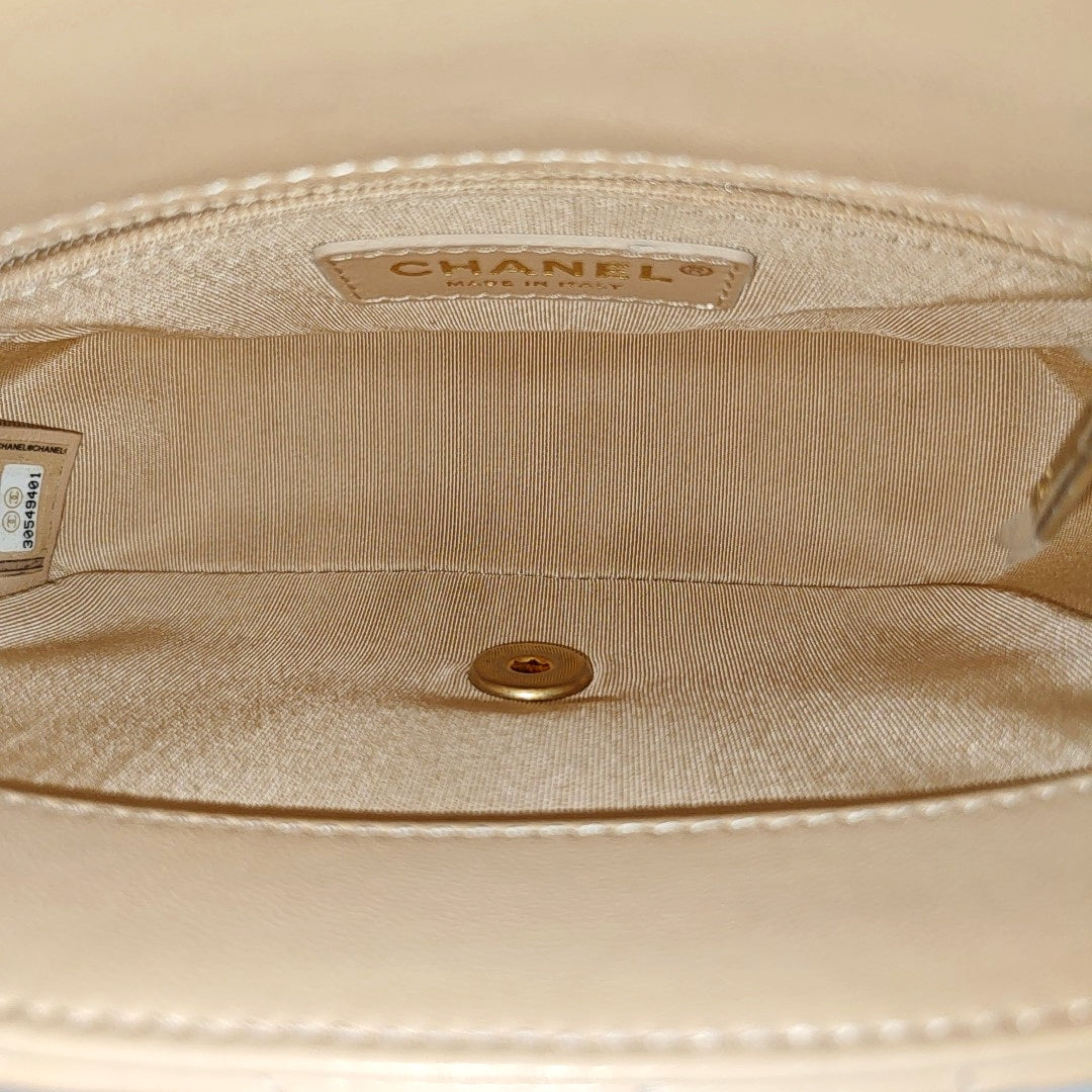 Small Quilted Lambskin Beige