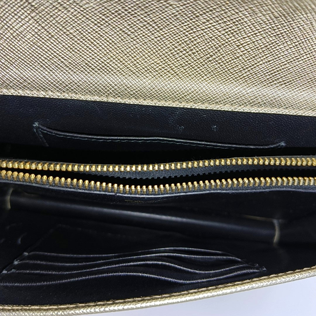 Saffiano Calfskin Shoulder Bag Gold