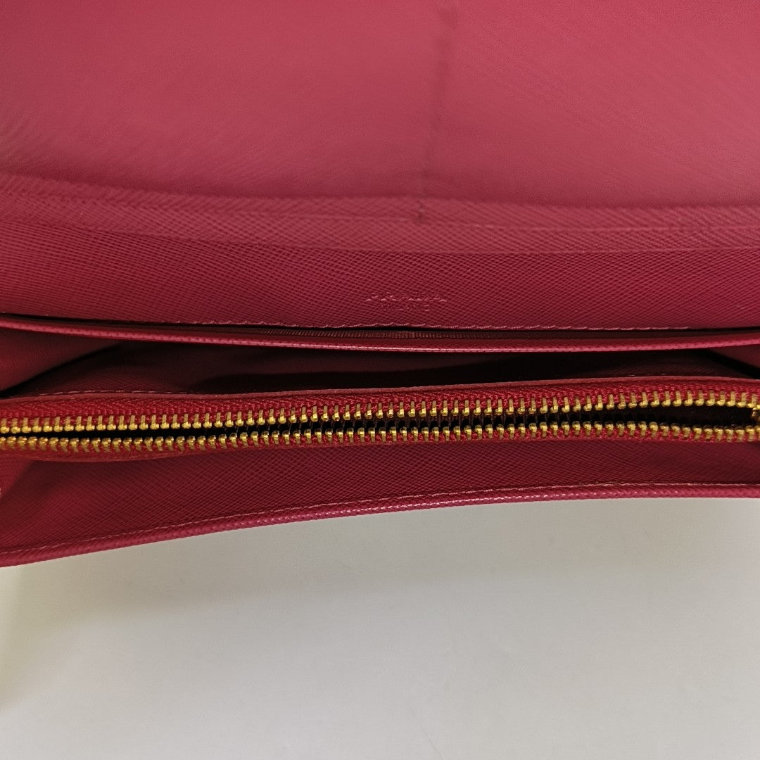 Fiocco Bow Calfskin Pink Wallet