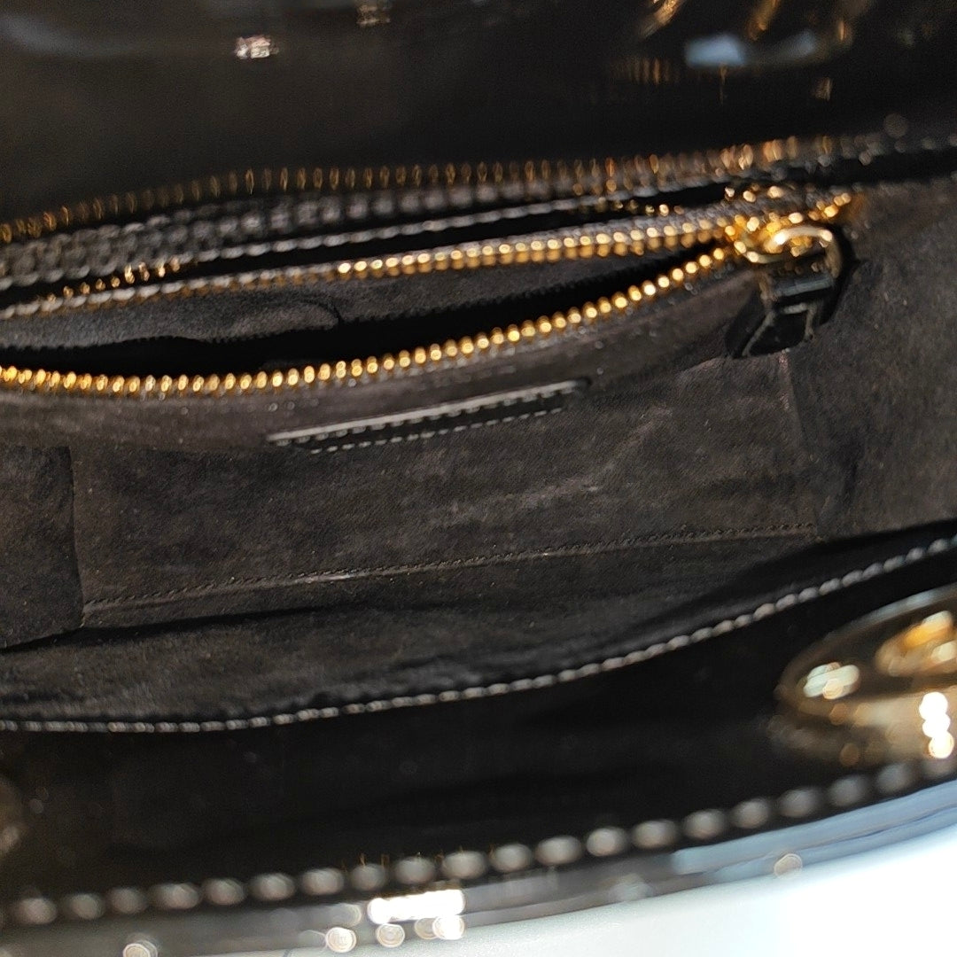 Lady Dior Mini Cannage Patent Leather Black