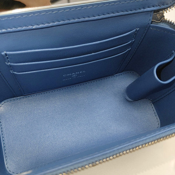 VANITY CASE Small Quilted Denim Blue