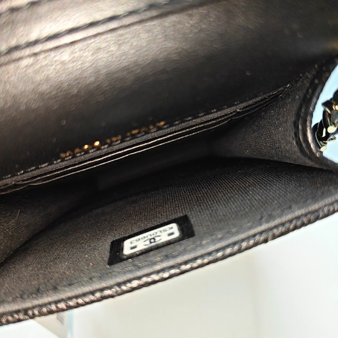 Quilted Grained Calfskin Shoulder Bag Black