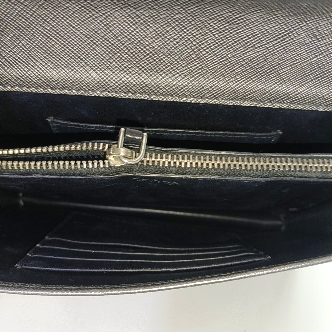Saffiano Calfskin Shoulder Bag Silver