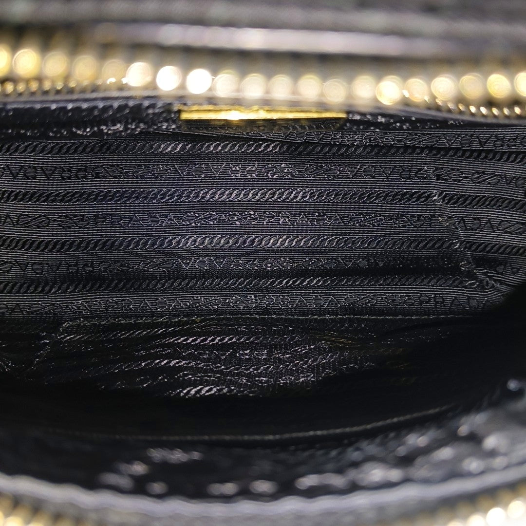 Quilted Nylon Shoulder Bag Black