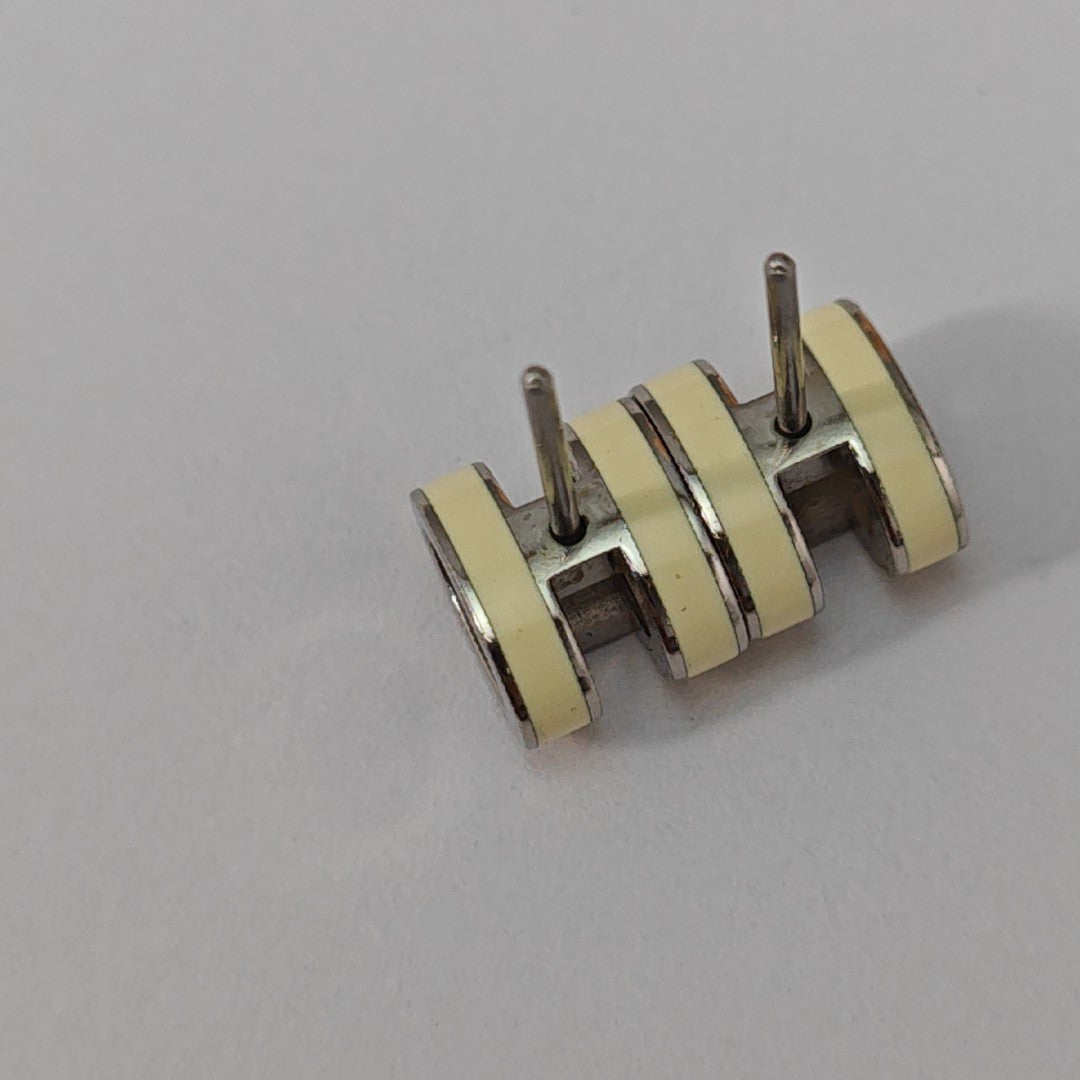 Pop H Metal Silver Stud Earrings