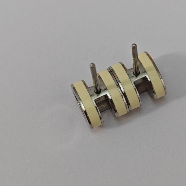 Pop H Metal Silver Stud Earrings