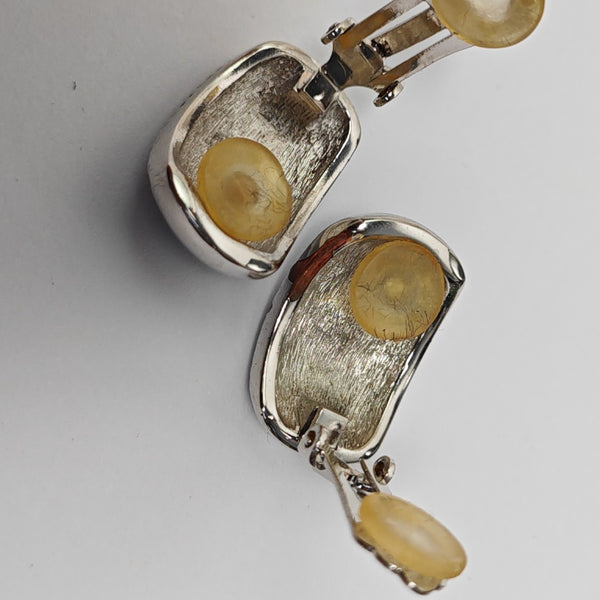 Metal Blue Clip On Earrings