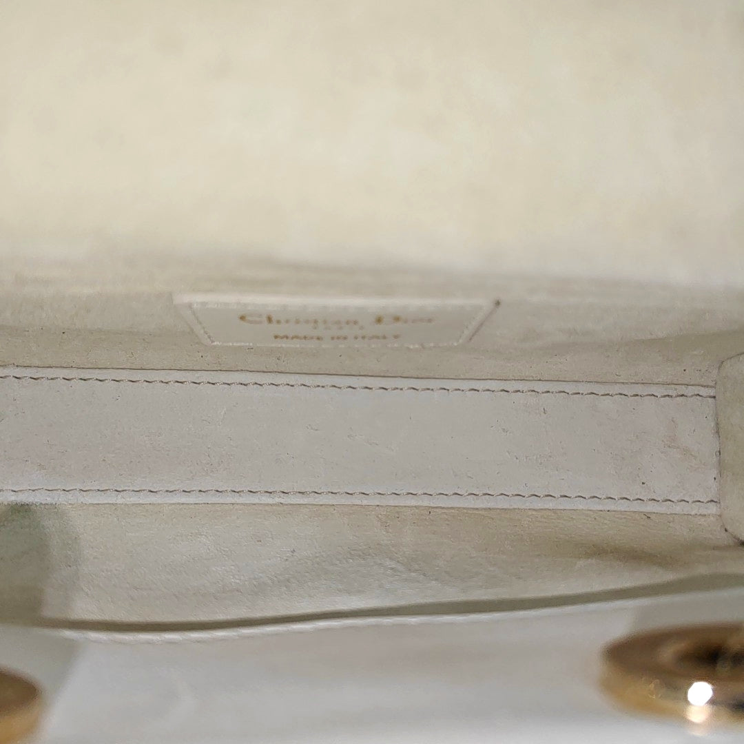 Lady D-Joy Super Mini Cannage Lambskin White