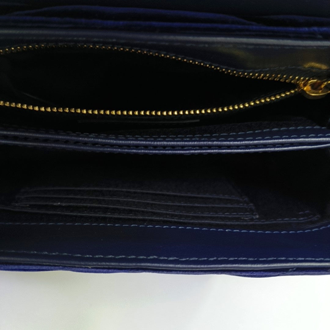 Authenticated pre-owned  LOULOU Extra Small Chevron Velvet Blue - Shoulder Bag at Looply