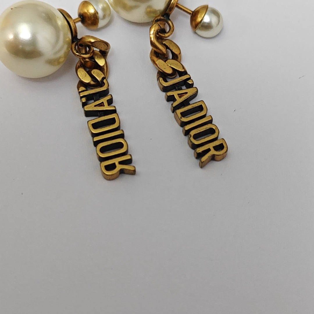 Dior Tribales Metal White Stud Earrings