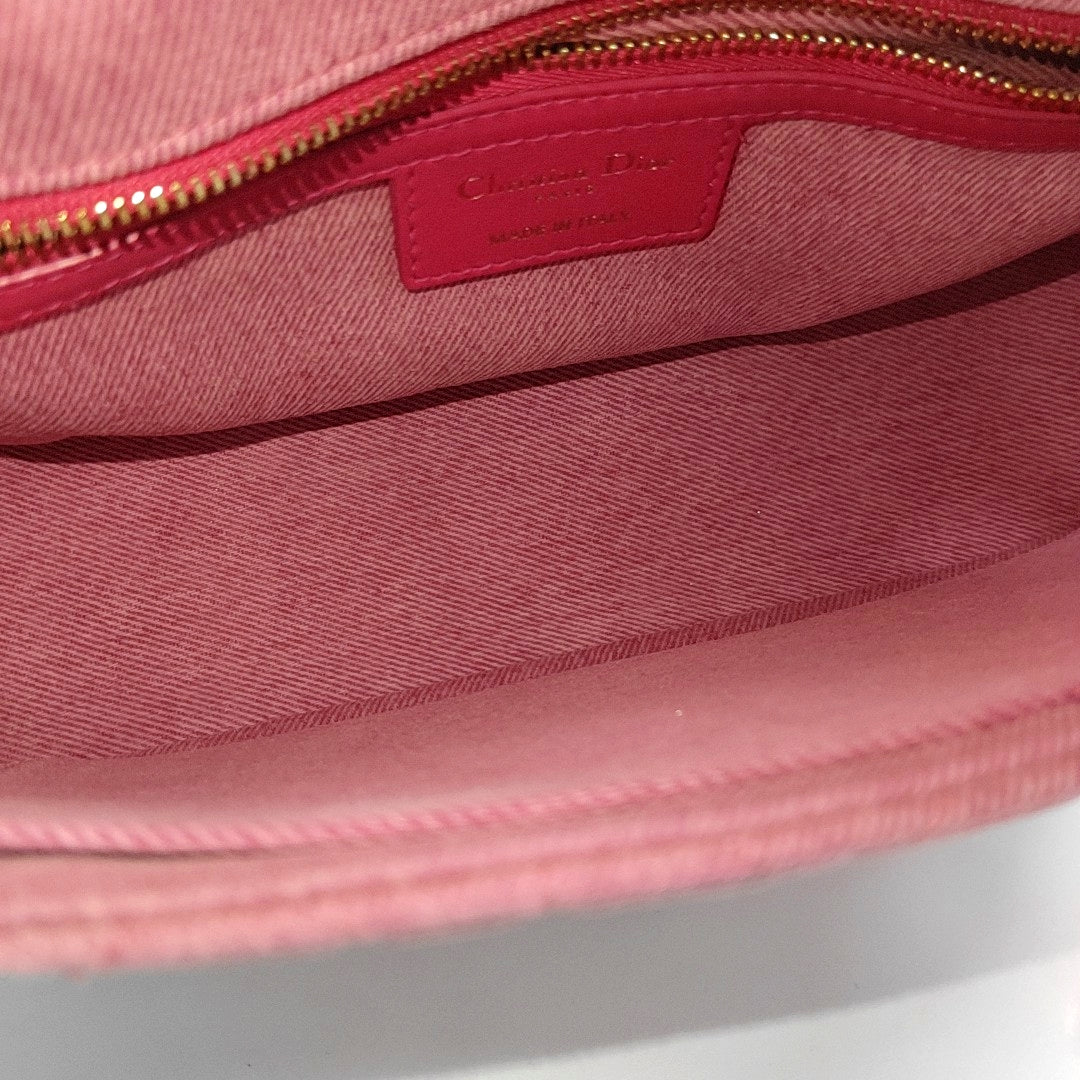 Dior Caro Medium Cannage Denim Pink