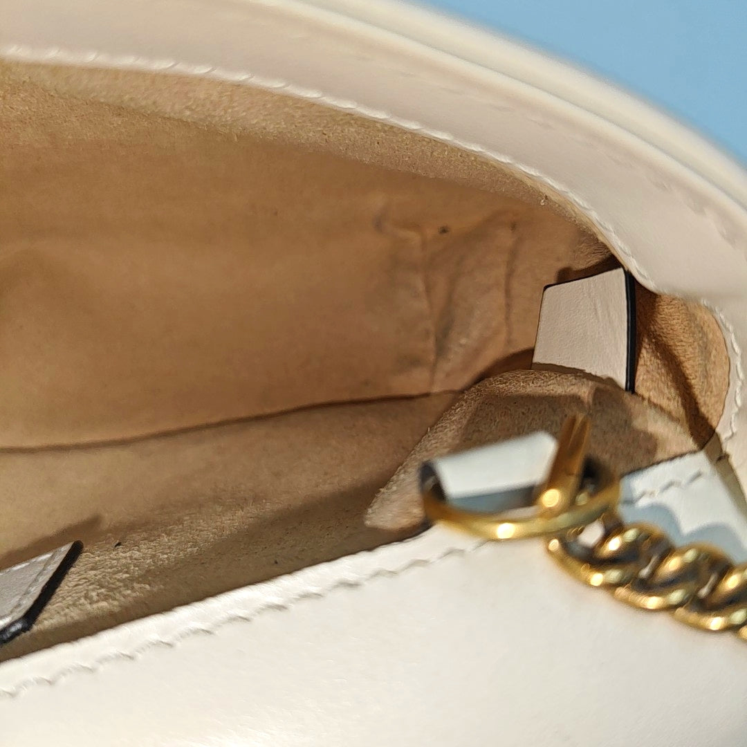 GG Marmont Mini Quilted Calfskin White