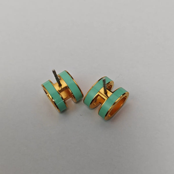 Pop H Metal Blue Stud Earrings