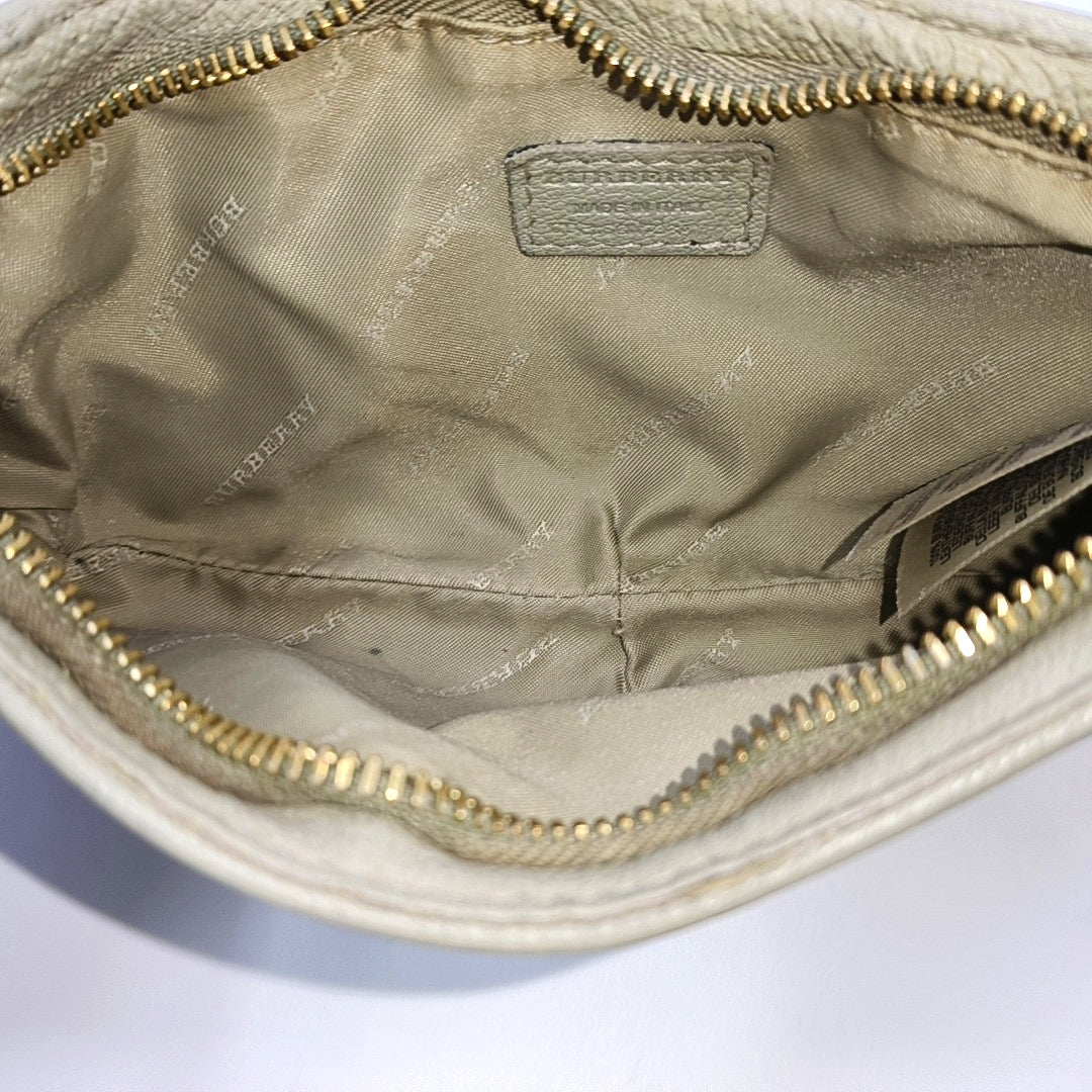 Coated Canvas Clutch Beige