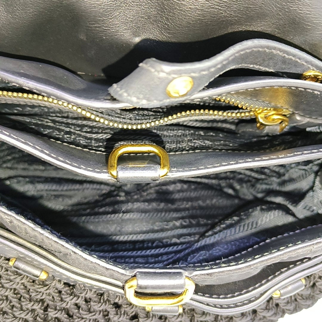 Quilted Nylon Shoulder Bag Black