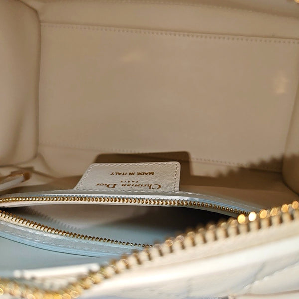 Cannage Calfskin Shoulder Bag White