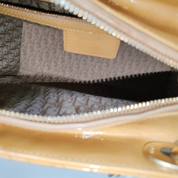 Lady Dior Medium Cannage Patent Leather Yellow