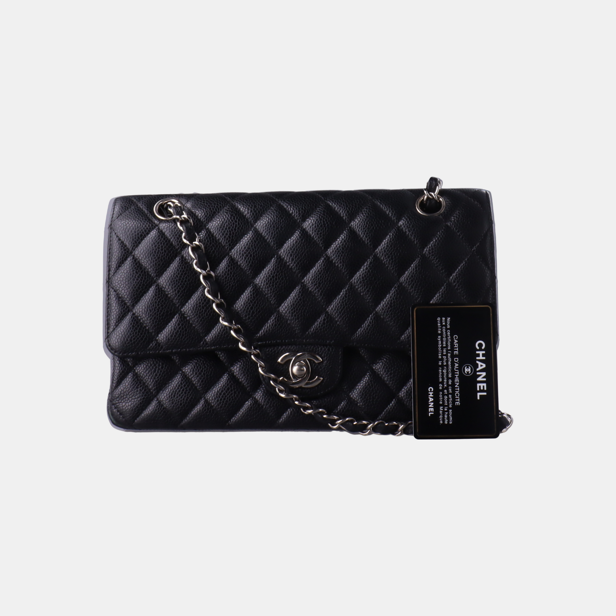 CLASSIC FLAP Medium Quilted Grained Calfskin Black