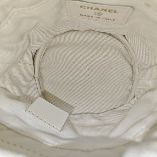 Quilted Grained Calfskin Shoulder Bag White