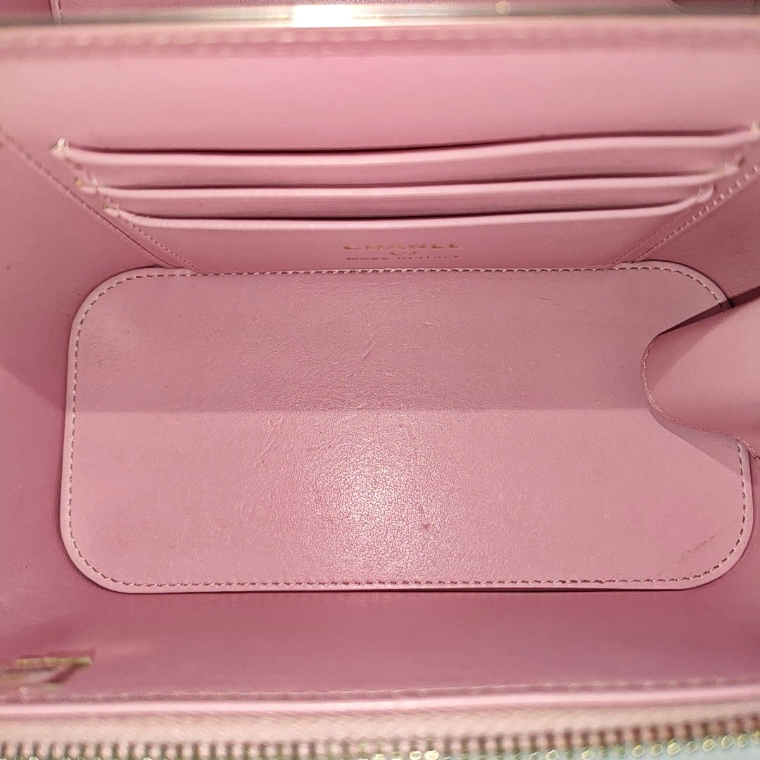 Quilted Grained Calfskin Shoulder Bag Pink