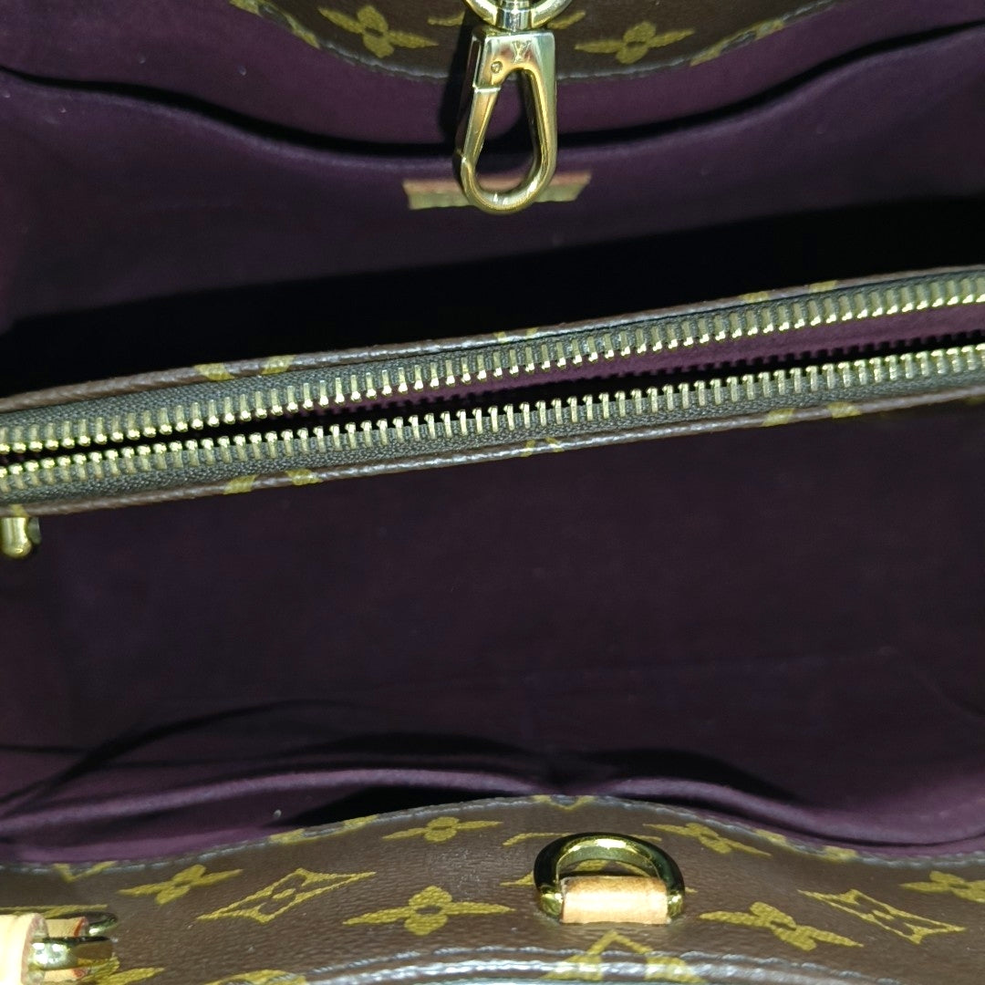 MONTAIGNE MM Monogram Coated Canvas Brown