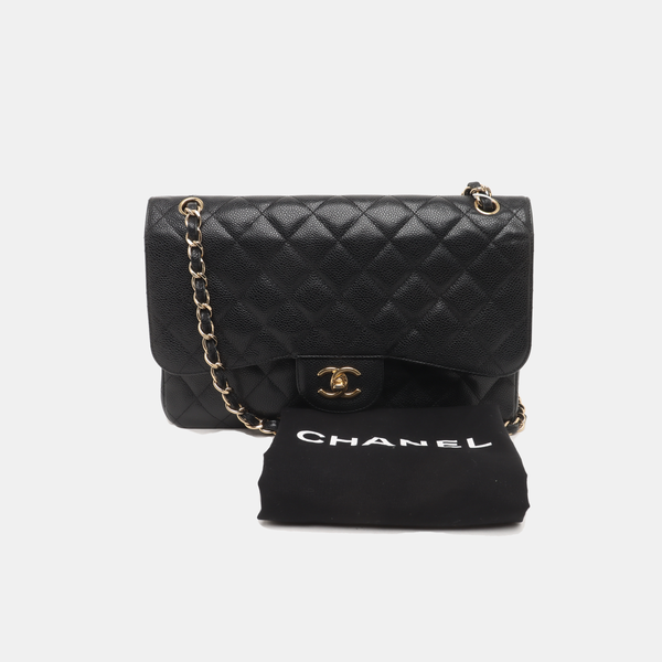 CLASSIC FLAP Jumbo Quilted Grained Calfskin Black