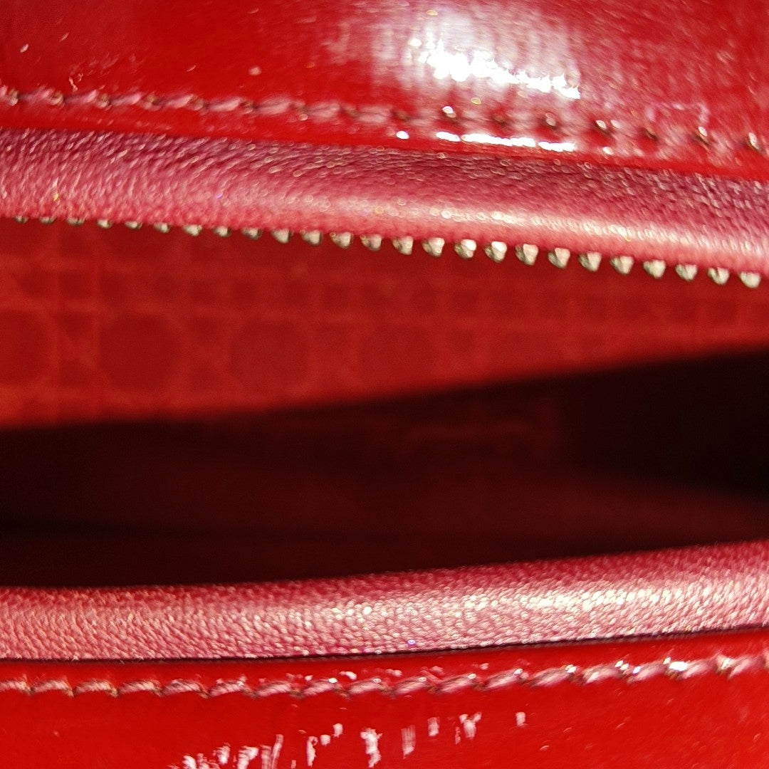 Lady Dior Medium Cannage Patent Leather Red
