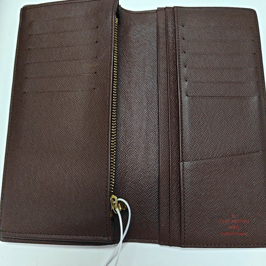 BRAZZA Damier Ebene Coated Canvas Brown Wallet