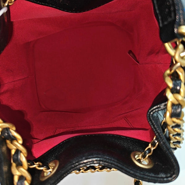 DRAWSTRING Quilted Calfskin Black