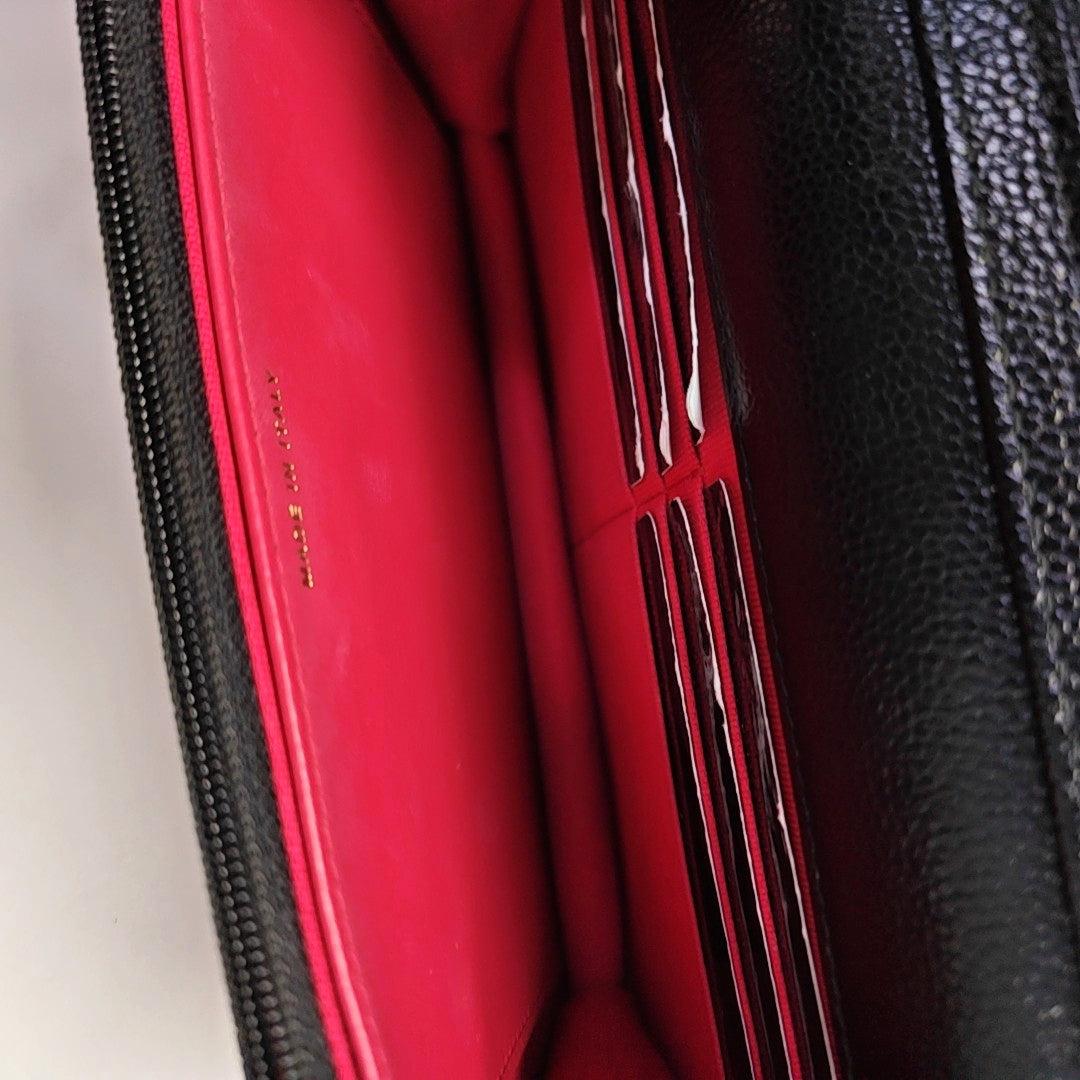 Quilted Grained Calfskin Shoulder Bag Black