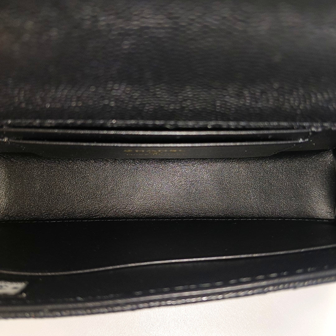 Quilted Grained Calfskin Shoulder Bag Large Black