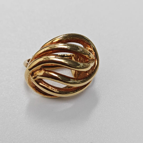 Twist Round Metal Gold Clip On Earrings