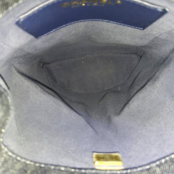 Quilted Denim Backpack Blue