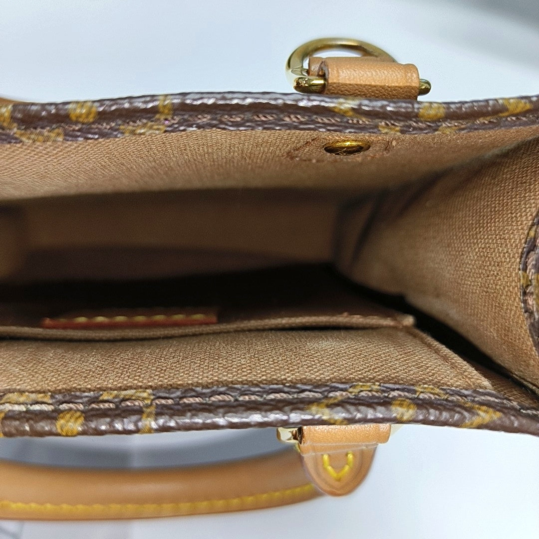 SAC PLAT Mini Monogram Coated Canvas Brown