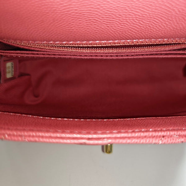COCO HANDLE Small Quilted Grained Calfskin Pink